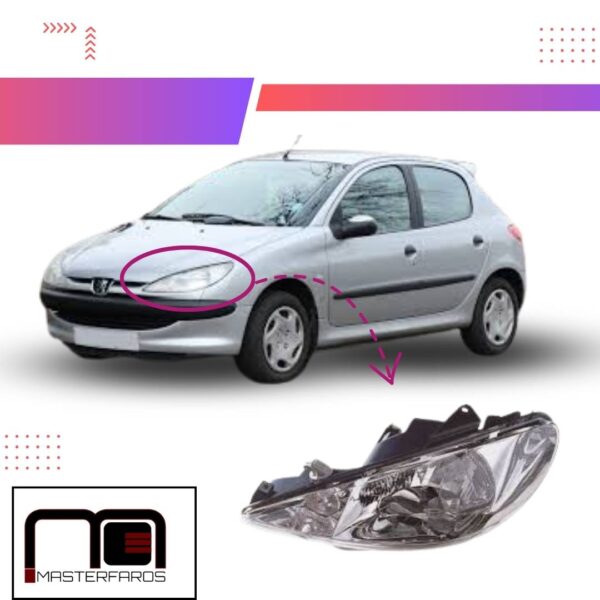 FARO DELANTERO PEUGEOT 206 1998/2009 DOBLE FOCO LH