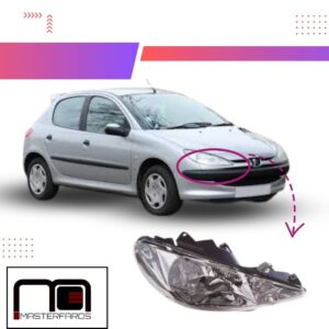 FARO DELANTERO PEUGEOT 206 1998/2009 DOBLE FOCO RH