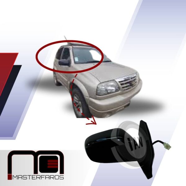 ESPEJO EXTERIOR CHEVROLET GRAND VITARA 1999/2012 NEG BRILLOSO RH